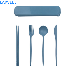 Lightweight Eco Tableware Accessories Food Grade Wheat Straw Fibre 4-PC Flatware Set For High Temperature Environments