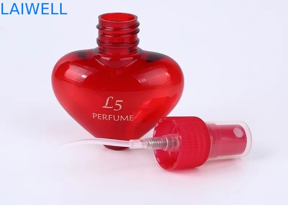 O coração 40ML deu forma a jarros plásticos do ANIMAL DE ESTIMAÇÃO da capacidade portátil feita sob encomenda do pulverizador de perfume com tampão de parafuso