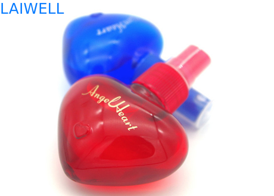 O coração 40ML deu forma a jarros plásticos do ANIMAL DE ESTIMAÇÃO da capacidade portátil feita sob encomenda do pulverizador de perfume com tampão de parafuso