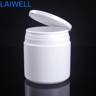 Recipientes de plástico redondos brancos modernos herméticos do HDPE dos frascos do pó de leite da garrafa 500ML do armazenamento com o rasgo fora do tampão