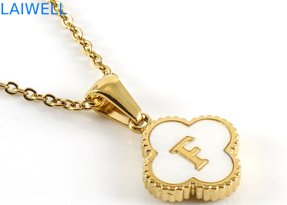 13*13MM 18K de aço inoxidável revestido de ouro Pendentes de cartas de trevo de quatro folhas