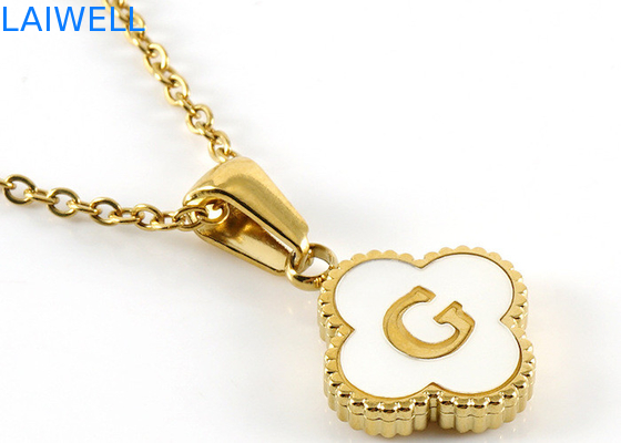 13*13MM 18K de aço inoxidável revestido de ouro Pendentes de cartas de trevo de quatro folhas
