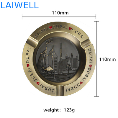 110*110MM Elegante cor dourada forma redonda fundição por fusão de zinco liga de metal cinzeiro de bolso
