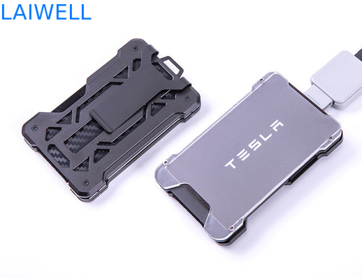 60*94*10MM Cinza Customizada RFID carteiras de alumínio portáteis de cartão com AirTag Tracker e clip de aço