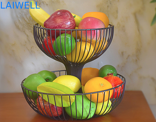 Desenho personalizado de cozimento de ferro preto 2 camadas de metal placa de frutas 27 * 35 * 24CM