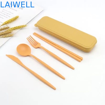 Acessórios de artigos de mesa ecológicos leves de qualidade alimentar de palha de trigo de fibra de 4-PC