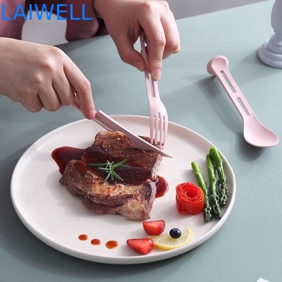 170*40MM Multifuncional Palha de Trigo Rosa 3 em 1 Flatware Set Reutilizável Eco Tableware Acessórios Leve E Adequado Para Jantar Pode Ser Usado Várias Vezes E Fácil De Levar E Armazenar