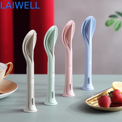 170*40MM Multifuncional Palha de Trigo Rosa 3 em 1 Flatware Set Reutilizável Eco Tableware Acessórios Leve E Adequado Para Jantar Pode Ser Usado Várias Vezes E Fácil De Levar E Armazenar