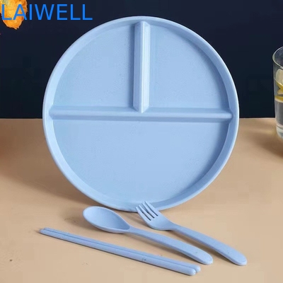 22CM Fibra de palha de trigo verde Há compartimentos anti-caída Prato de comida Eco-friendly Dining Eco-friendly utensílios de mesa