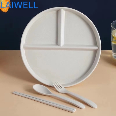 22CM Fibra de palha de trigo verde Há compartimentos anti-caída Prato de comida Eco-friendly Dining Eco-friendly utensílios de mesa