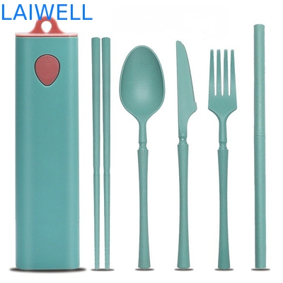 Fibra de palha de trigo verde sustentável de 5 PC Set de talheres reutilizáveis Eco Acessórios de mesa Design elegante para múltiplos usos