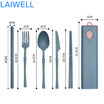 Fibra de palha de trigo verde sustentável de 5 PC Set de talheres reutilizáveis Eco Acessórios de mesa Design elegante para múltiplos usos