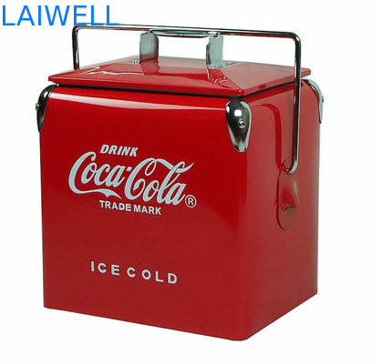 Refrigerador retro do metal 13L vermelho portátil do GV/caixa mais fresca metal do vintage