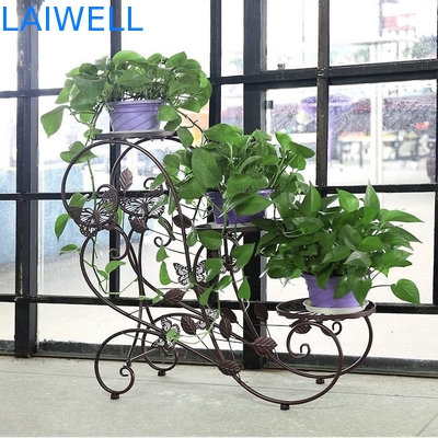 Suporte de potenciômetro Multilayer da flor do ferro da cremalheira do plantador do metal da pintura 26cm de Brown