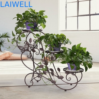 Suporte de potenciômetro Multilayer da flor do ferro da cremalheira do plantador do metal da pintura 26cm de Brown