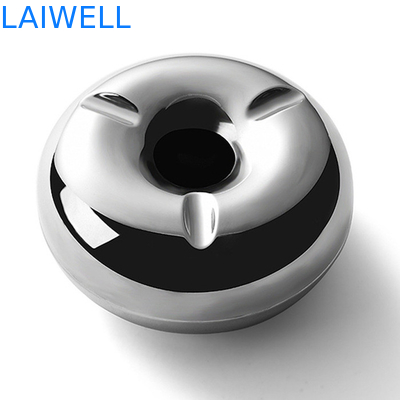 Cinzeiro portátil antigo de prata brilhante de 12cm Mini Pocket Ashtray Doughnut Shaped