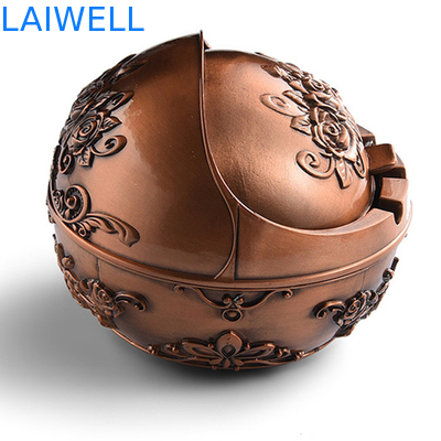 Cor luxuosa personalizada do ouro do cinzeiro do bolso do metal do vintage do chapeamento H80mm