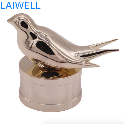 Amostra grátis luxuosa personalizada das partes superiores da garrafa de perfume do chapeamento de ouro do projeto do pássaro