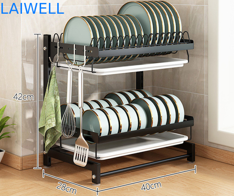 400*280*420mm removíveis prato de 2 camadas que seca o escorredor de pratos da cremalheira/aço carbono