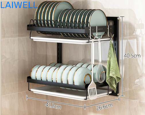 400*280*420mm removíveis prato de 2 camadas que seca o escorredor de pratos da cremalheira/aço carbono