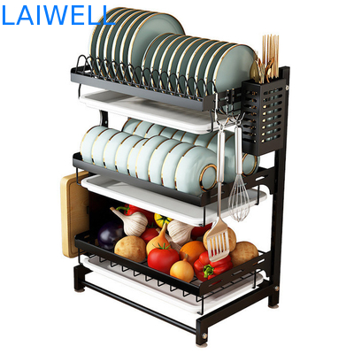 Comprima o GV de aço inoxidável dos Kitchenwares de 400*280*620mm organizador da cremalheira de prato de 3 camadas