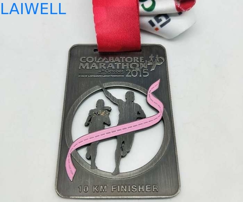 PVD que chapeia medalhas de pintura ligas de zinco Grey Hollow Out da maratona