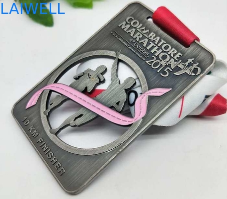 PVD que chapeia medalhas de pintura ligas de zinco Grey Hollow Out da maratona