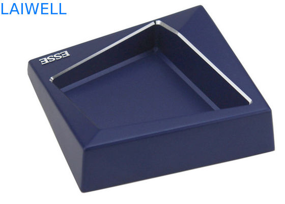 Cinzeiro de bolso em metal azul, portátil, com design geométrico criativo personalizável, processo de fundição sob pressão em alumínio e galvanização