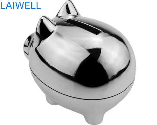 Laser que grava eletrodomésticos prata liga de zinco Mini Coin Bank chapeado do metal