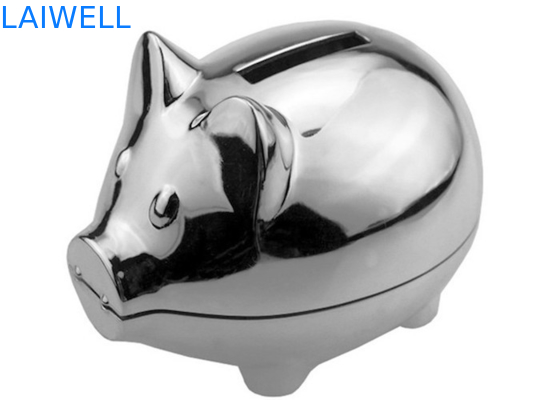 Laser que grava eletrodomésticos prata liga de zinco Mini Coin Bank chapeado do metal