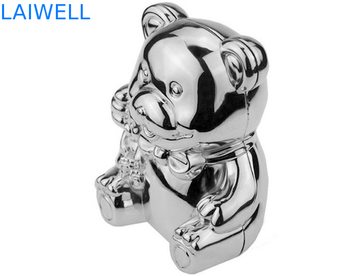 Teddy Bear Coin Bank Die chapeado de prata bonito que molda 105*85*118mm