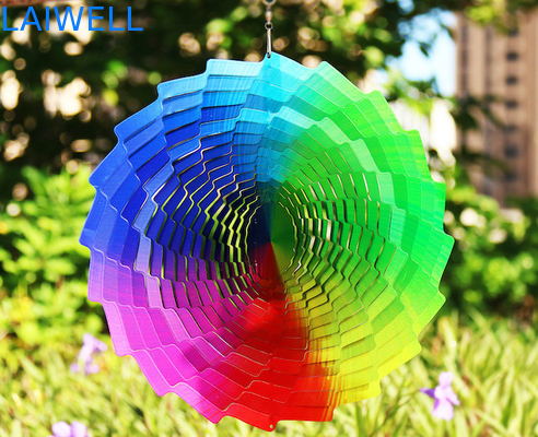 Multi girador de aço impresso UV colorido do vento do jardim 30*30cm