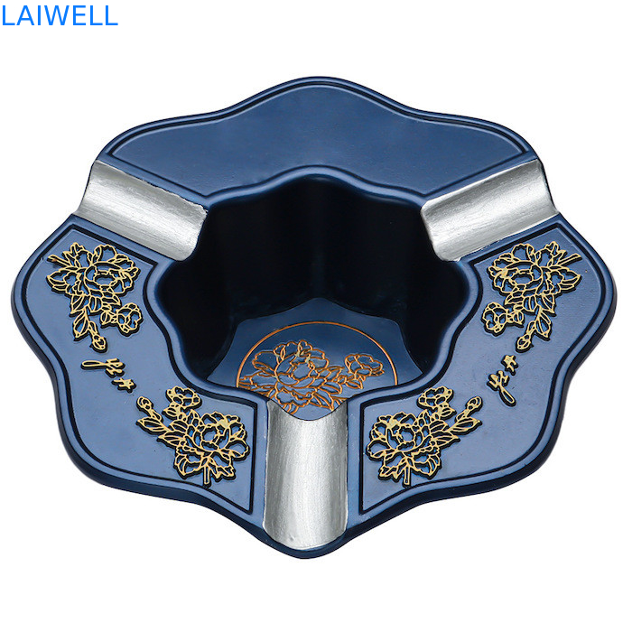 130*130MM Polido Níquel Revestido E Derrubado Cor Azul Ceniçaria Portátil Personalizada Com Fundo de Veludo
