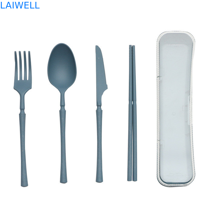 Set de talheres dobráveis de 4 PC Resistentes a altas temperaturas Acessórios de talheres ecológicos feitos de fibra de palha de trigo Vários tamanhos Amigável ao ambiente e durável