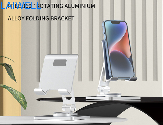 95*132*44MM Newest Luxury Design Portable 360 Degree Rotation Silver Aluminum Foldable Mobile Phone Bracket