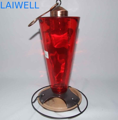 Metal de vidro acrílico vermelho que carimba o alimentador do pássaro do jardim/o alimentador pássaro do ferro fundido